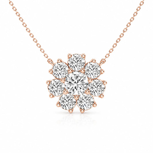 Marguerite Lab-Grown Diamond Flower Necklace - Rose Gold