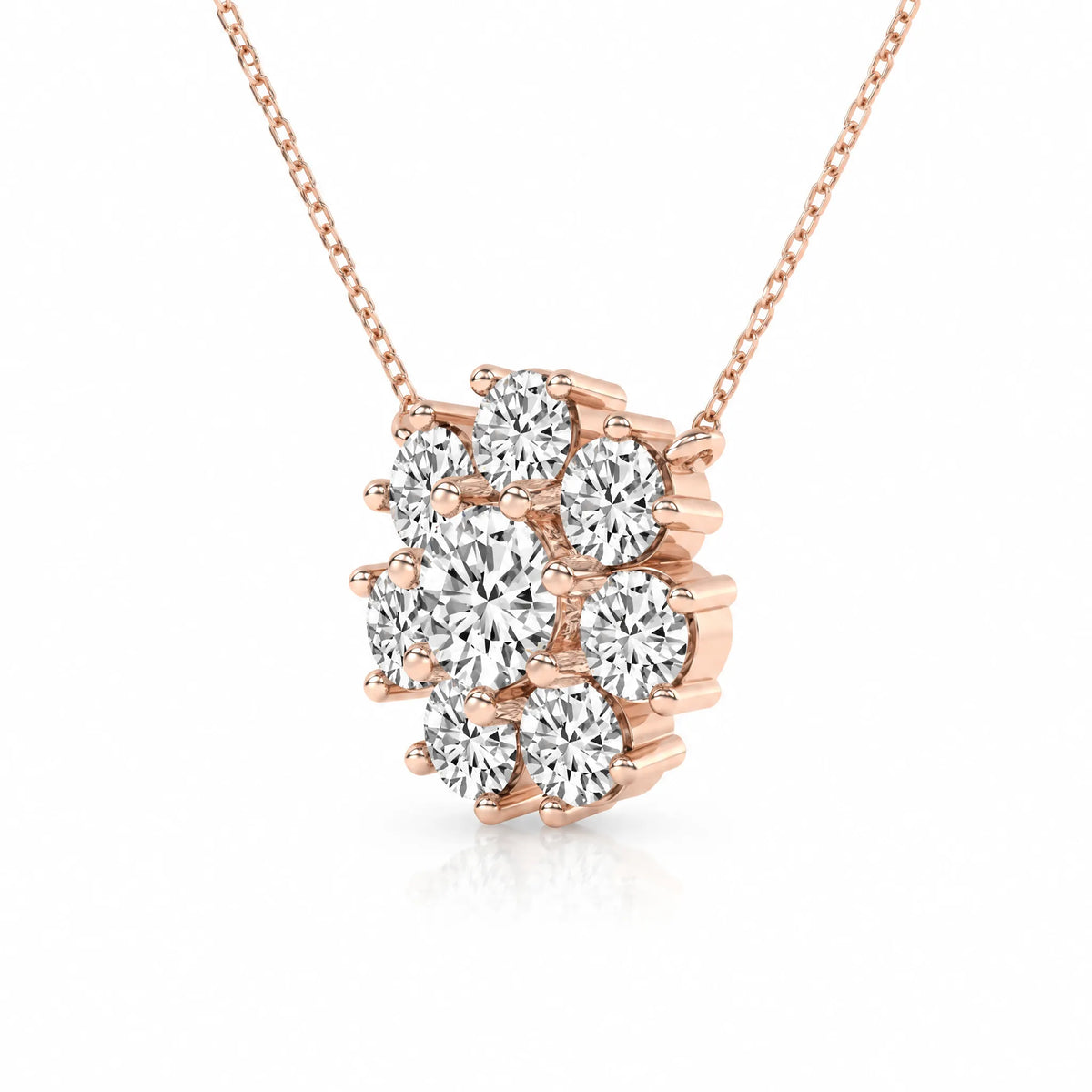 Marguerite Lab-Grown Diamond Flower Necklace - Rose Gold