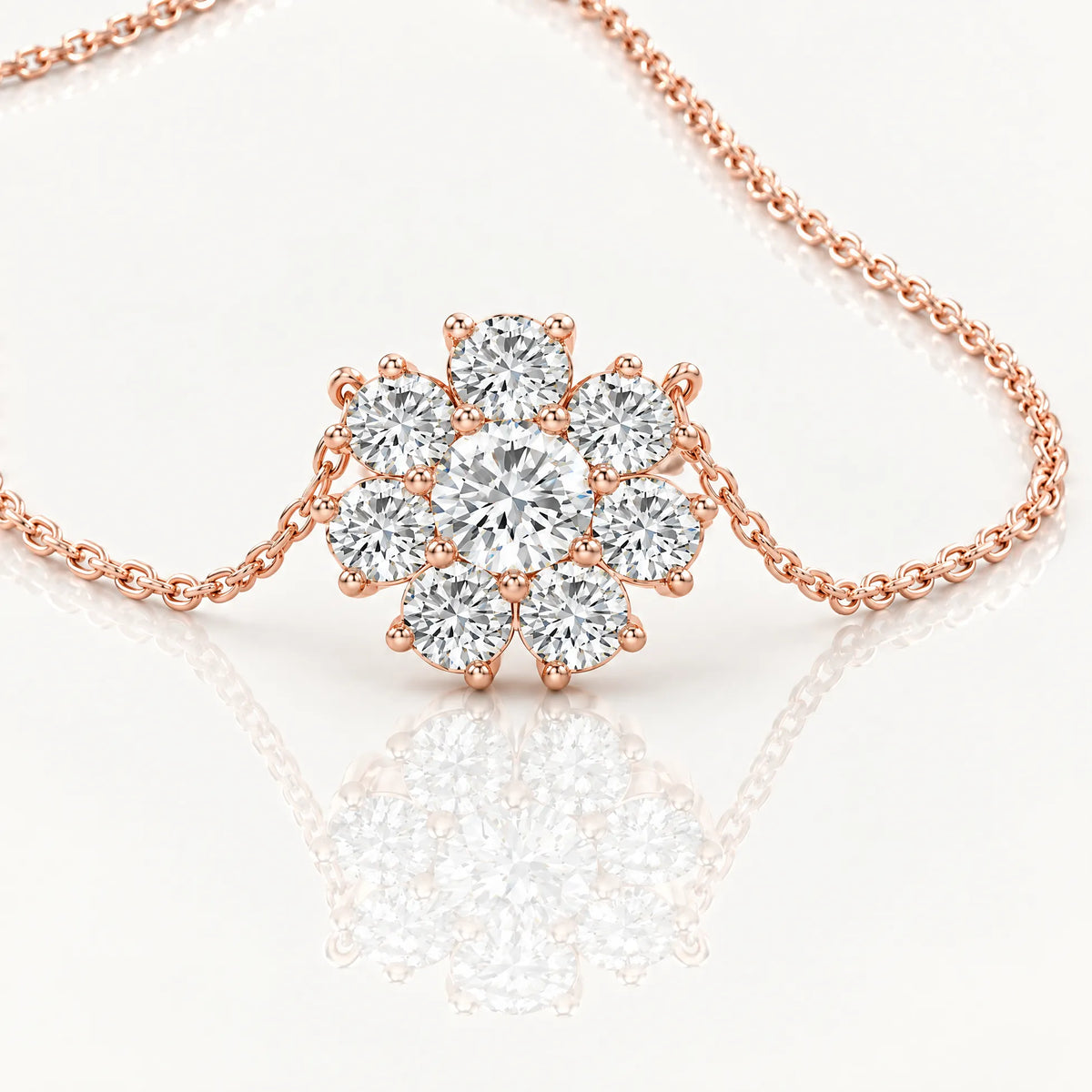 Marguerite Lab-Grown Diamond Flower Necklace - Rose Gold