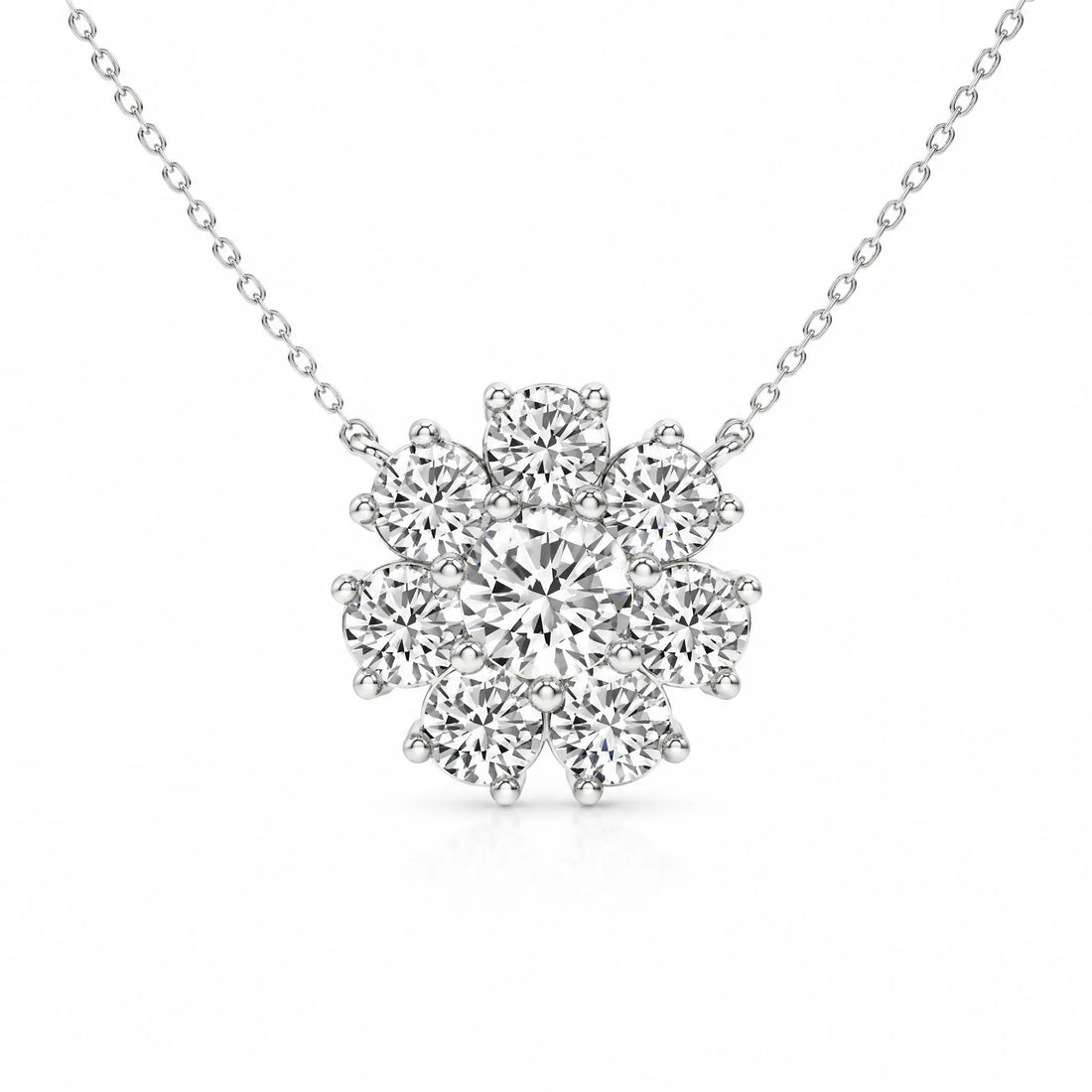 Marguerite Lab-Grown Diamond Flower Necklace - White Gold