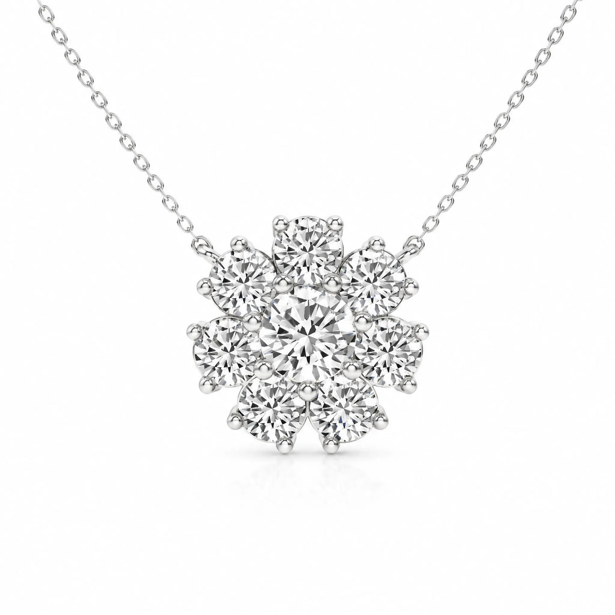 Marguerite Lab-Grown Diamond Flower Necklace - White Gold
