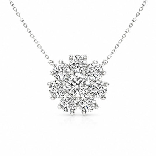 Marguerite Lab-Grown Diamond Flower Necklace - White Gold