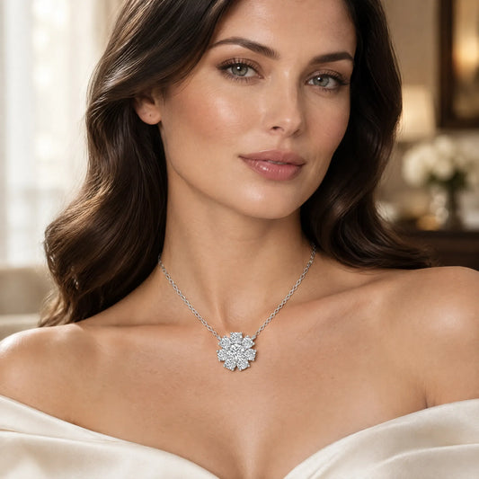 Marguerite Lab-Grown Diamond Flower Necklace - White Gold