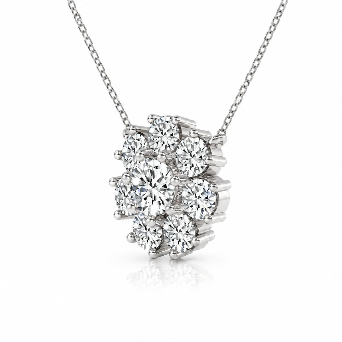 Marguerite Lab-Grown Diamond Flower Necklace - White Gold
