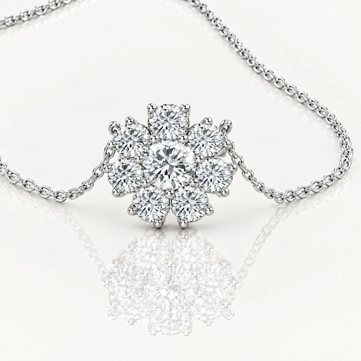 Marguerite Lab-Grown Diamond Flower Necklace - White Gold
