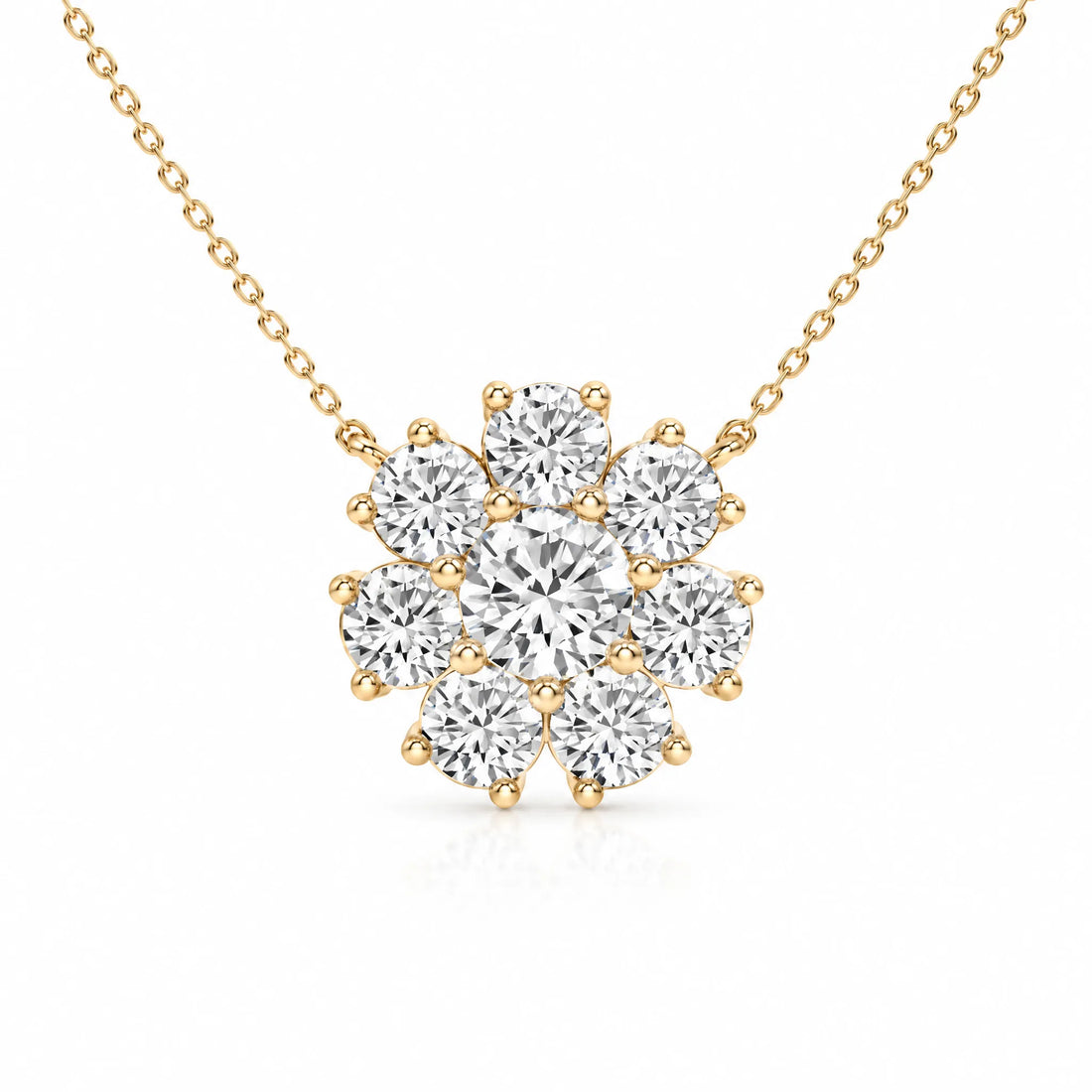 Marguerite Lab-Grown Diamond Flower Necklace - Yellow Gold