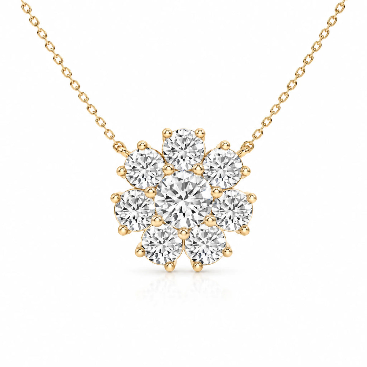 Marguerite Lab-Grown Diamond Flower Necklace - Yellow Gold