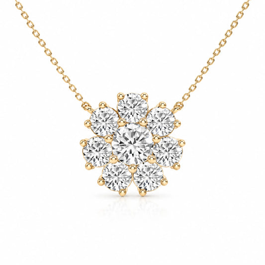 Marguerite Lab-Grown Diamond Flower Necklace - Yellow Gold