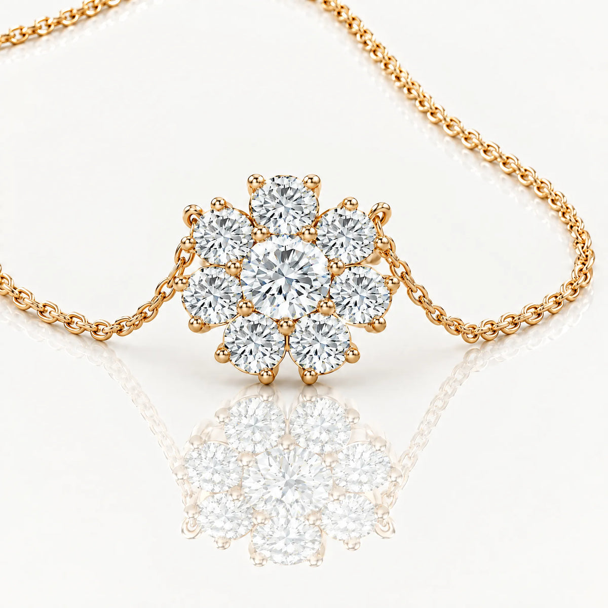 Marguerite Lab-Grown Diamond Flower Necklace - Yellow Gold