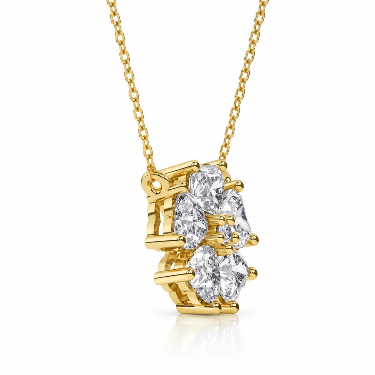 Cerise Lab-Grown Diamond Heart Flower Necklace - Yellow Gold