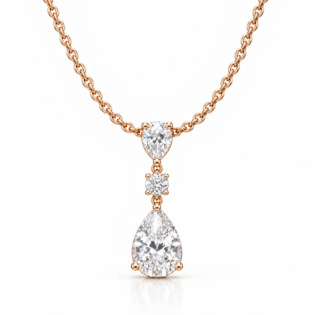 Rosée Lab-Grown Diamond Pear Drop Necklace - Rose Gold