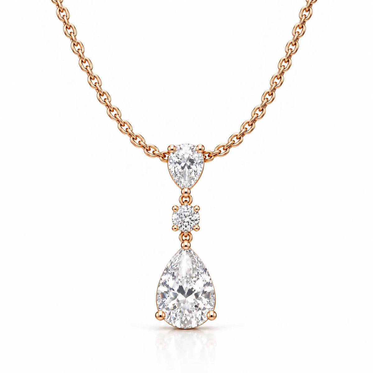 Rosée Lab-Grown Diamond Pear Drop Necklace - Rose Gold