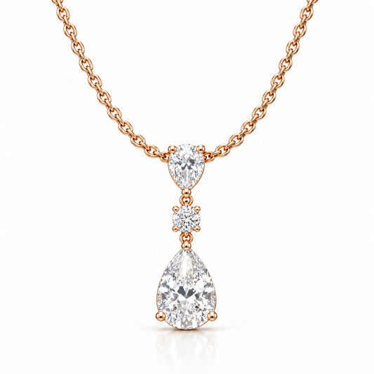 Rosée Lab-Grown Diamond Pear Drop Necklace - Rose Gold