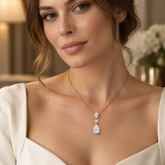 Rosée Lab-Grown Diamond Pear Drop Necklace - Rose Gold
