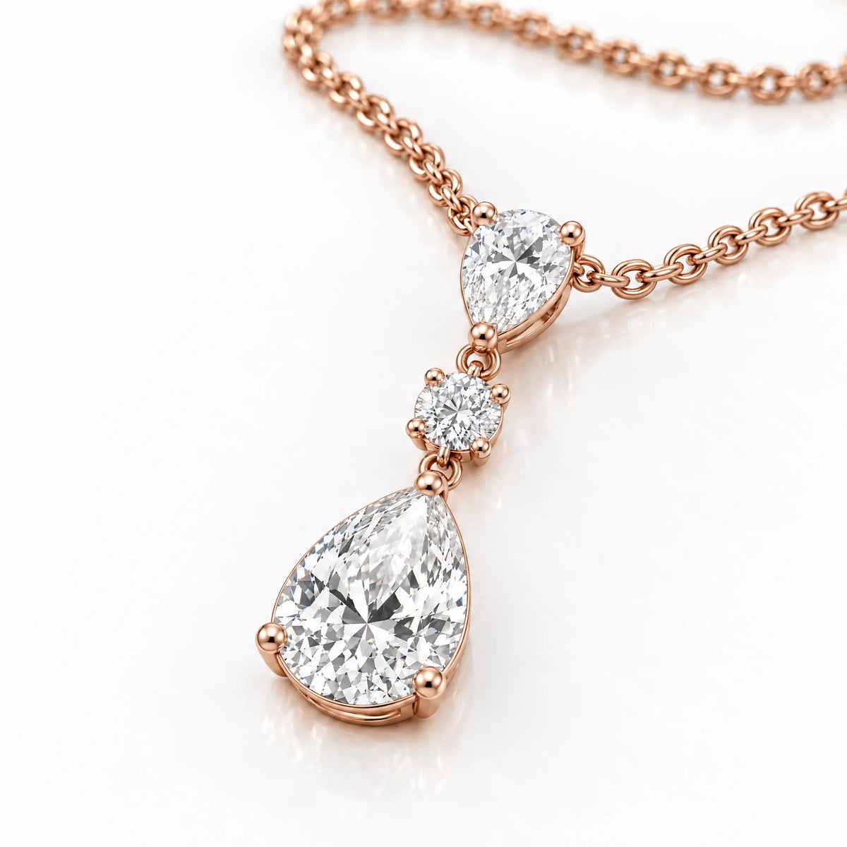 Rosée Lab-Grown Diamond Pear Drop Necklace - Rose Gold