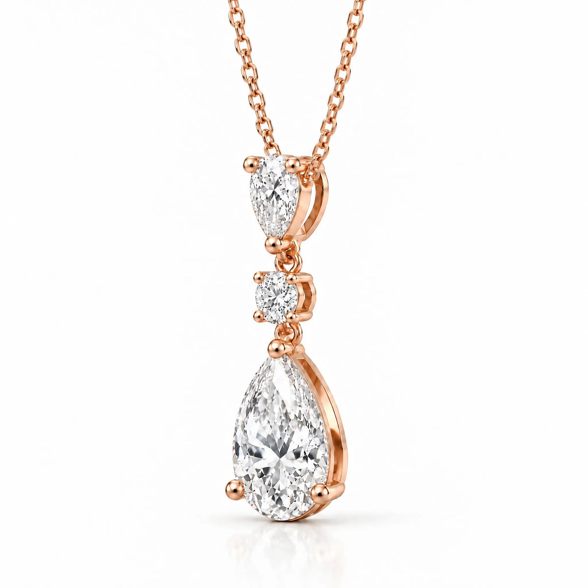 Rosée Lab-Grown Diamond Pear Drop Necklace - Rose Gold