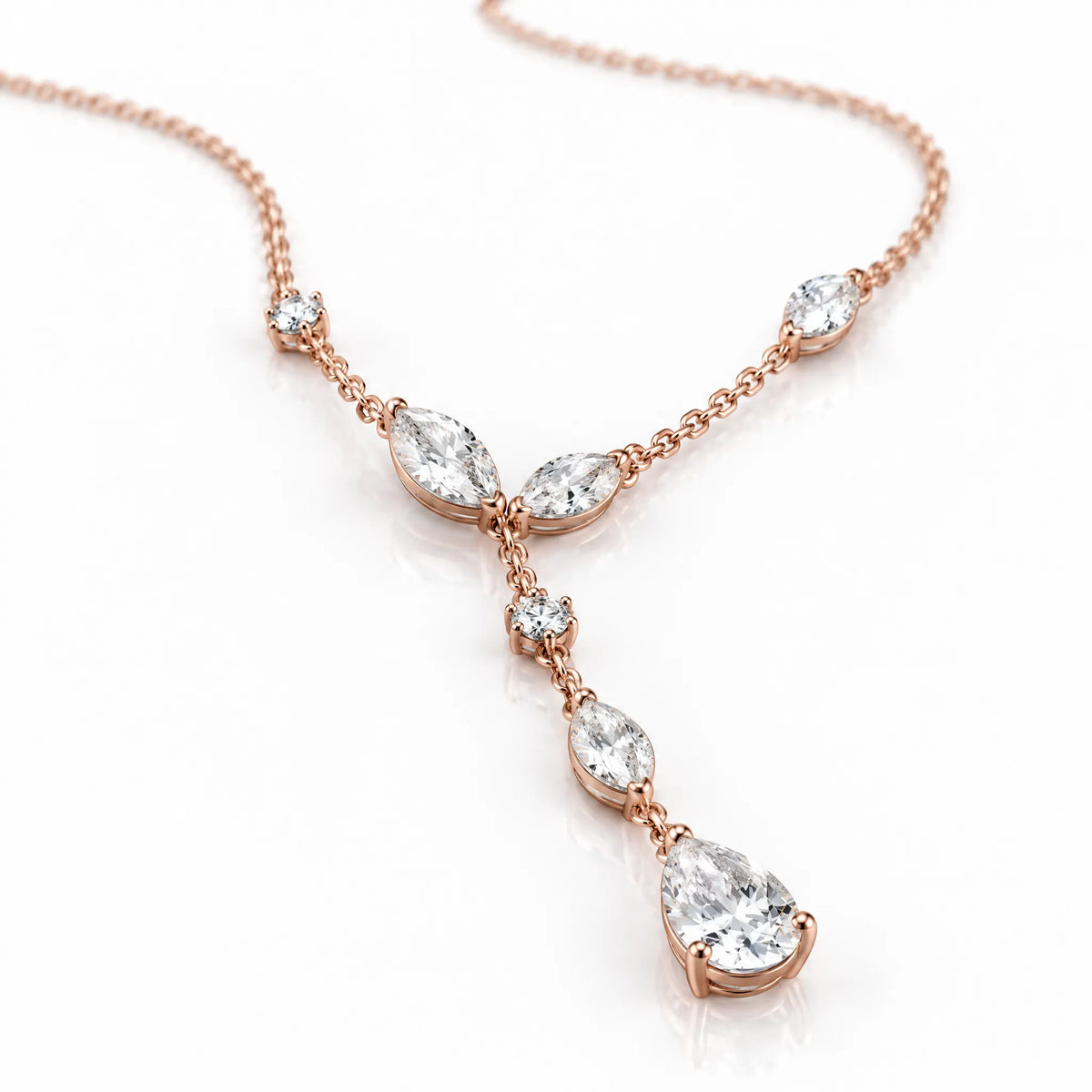 Lierre Lab-Grown Diamond Marquise Y Necklace - Rose Gold