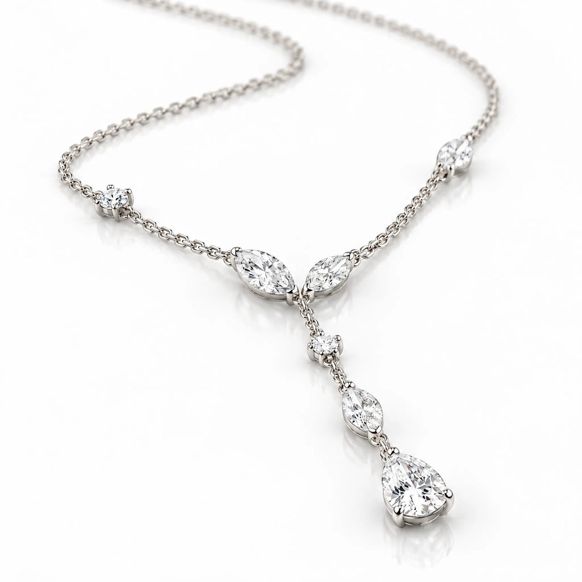 Lierre Lab-Grown Diamond Marquise Y Necklace - White Gold