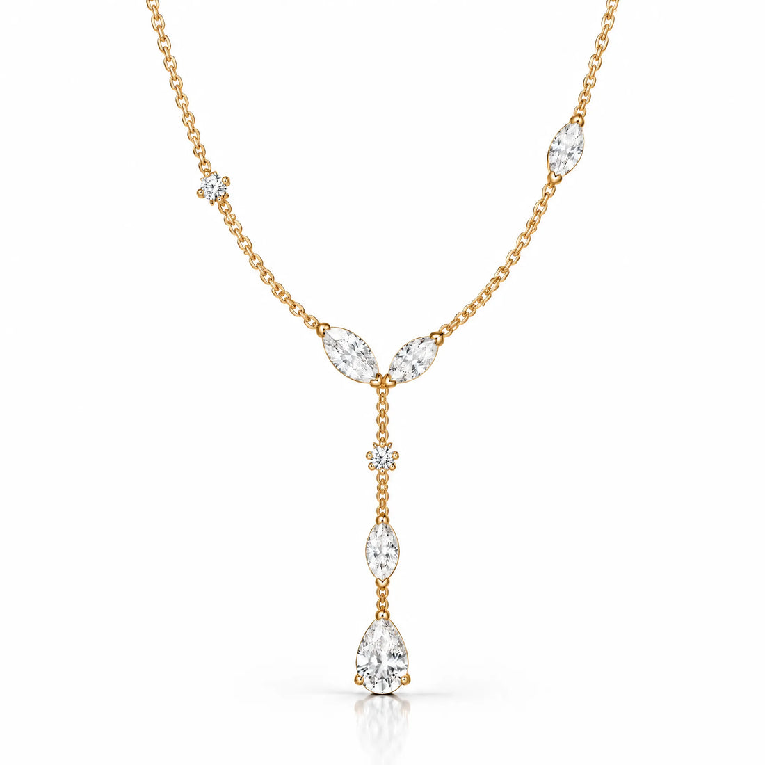 Lierre Lab-Grown Diamond Marquise Y Necklace - Yellow Gold
