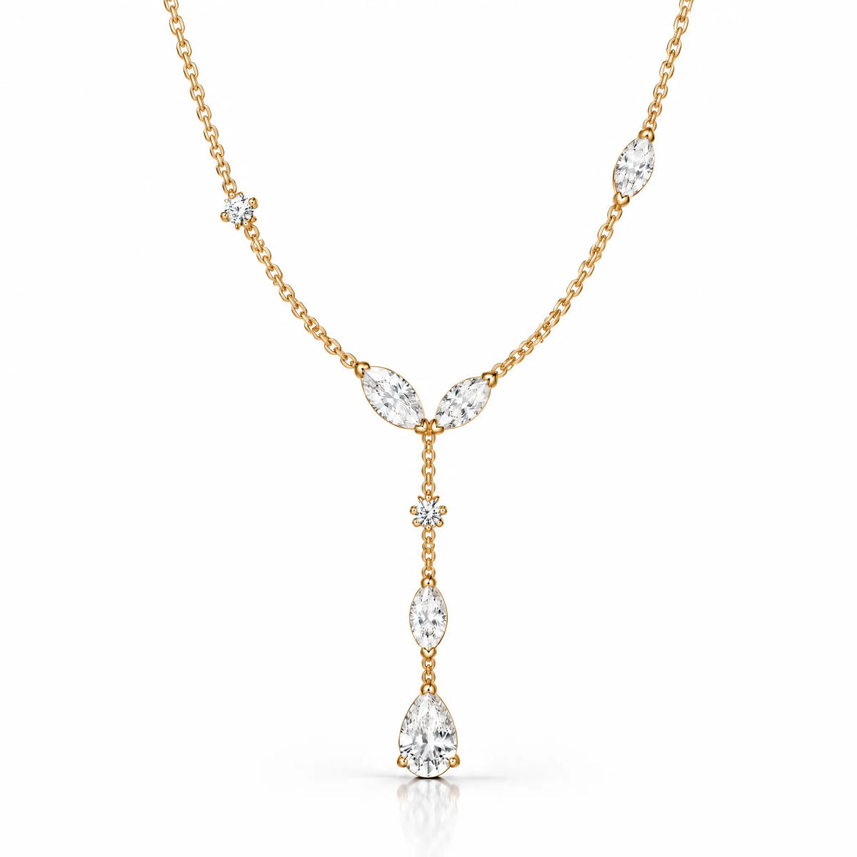 Lierre Lab-Grown Diamond Marquise Y Necklace - Yellow Gold