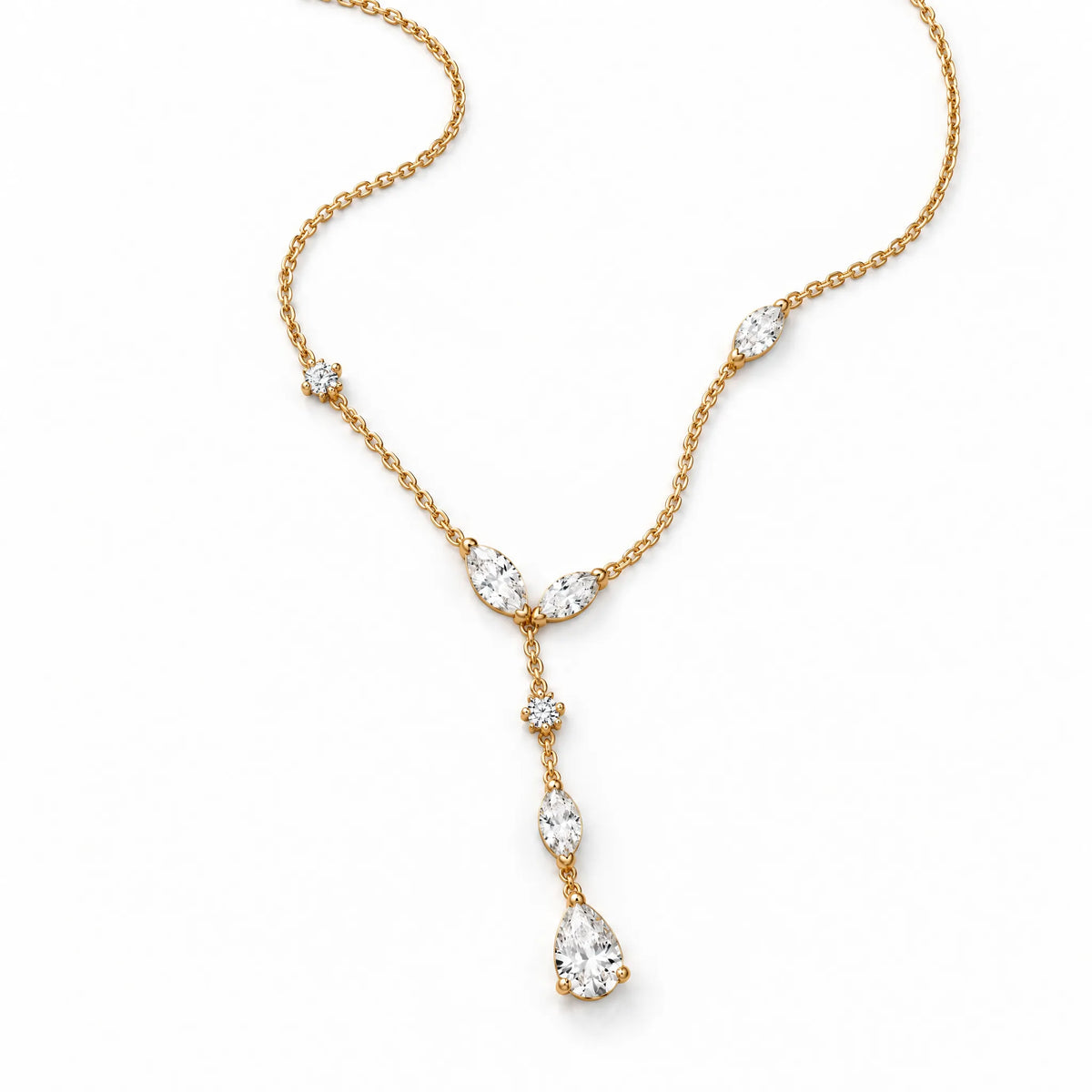 Lierre Lab-Grown Diamond Marquise Y Necklace - Yellow Gold