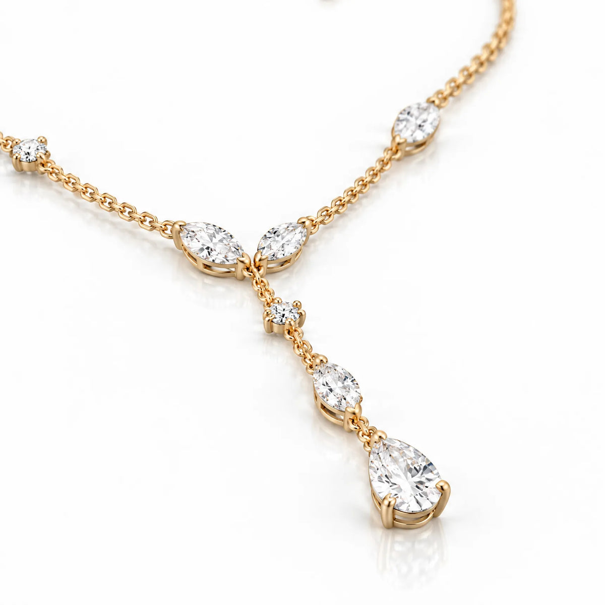 Lierre Lab-Grown Diamond Marquise Y Necklace - Yellow Gold