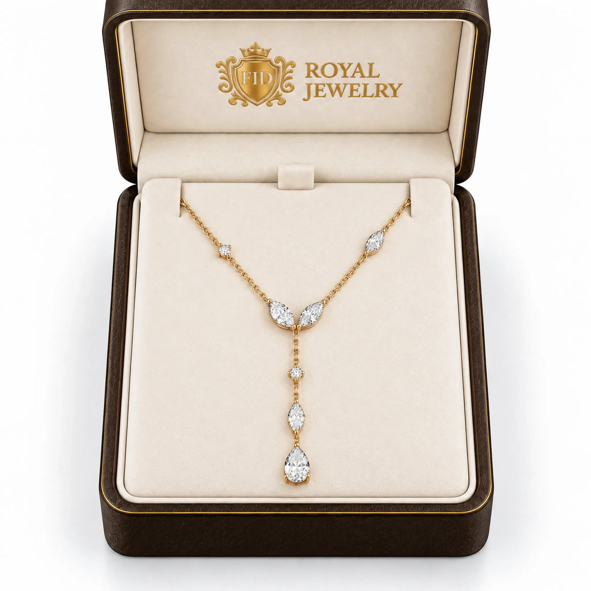 Lierre Lab-Grown Diamond Marquise Y Necklace - Yellow Gold