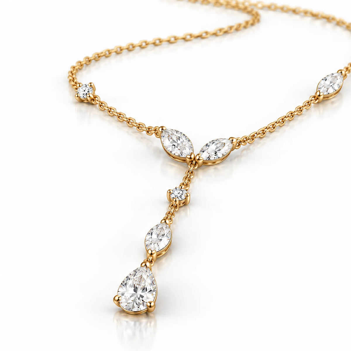 Lierre Lab-Grown Diamond Marquise Y Necklace - Yellow Gold
