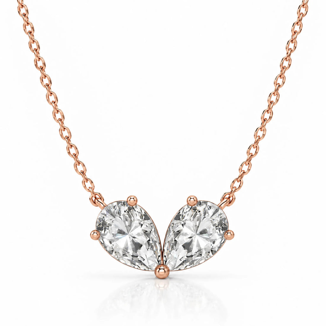 Cœur Lab-Grown Diamond Twin Pear Necklace - Rose Gold