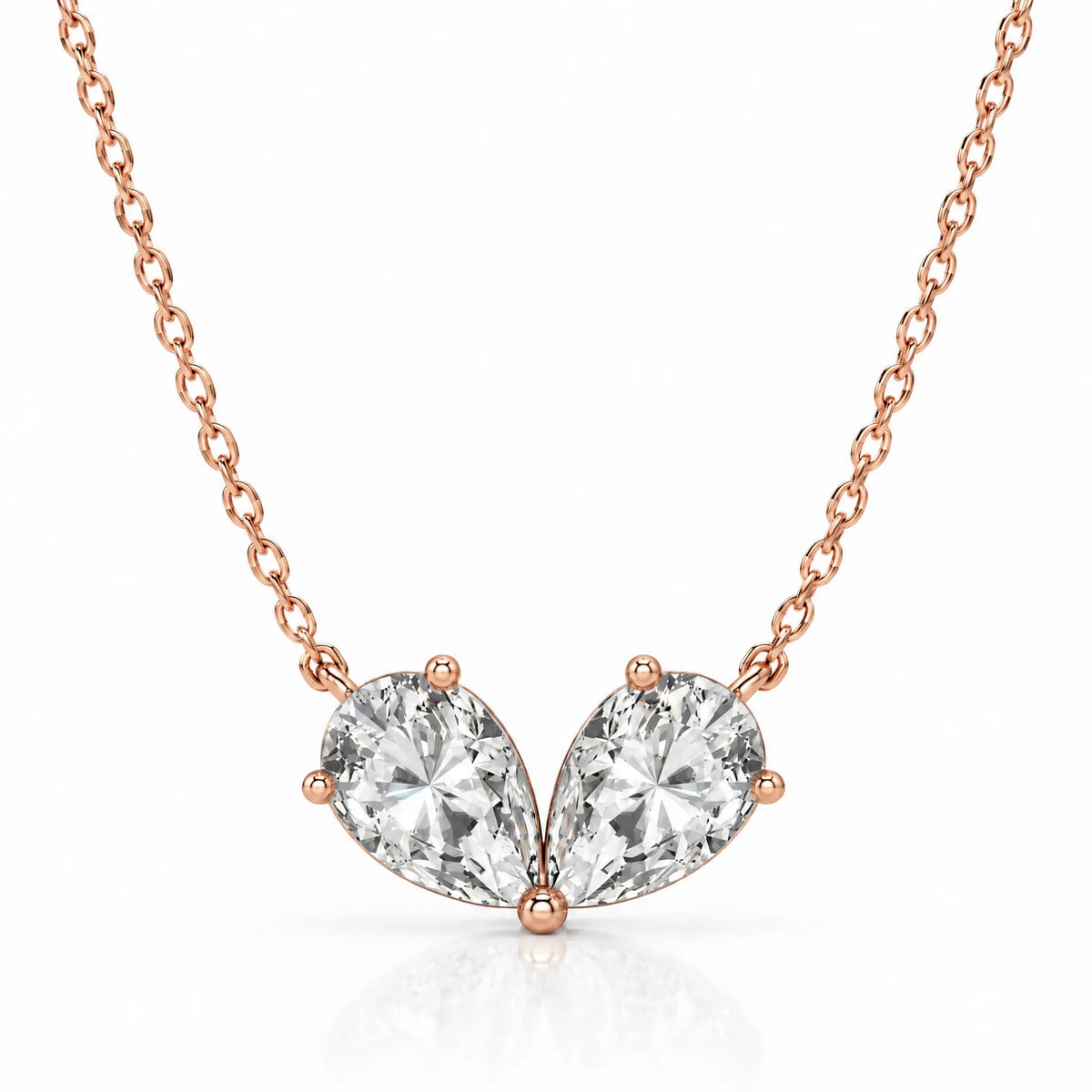 Cœur Lab-Grown Diamond Twin Pear Necklace - Rose Gold