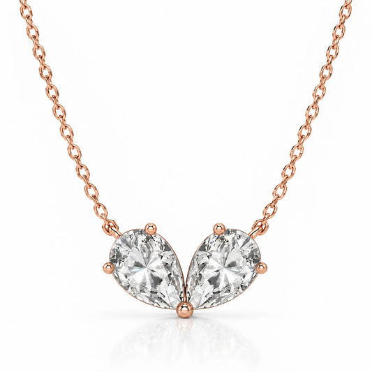Cœur Lab-Grown Diamond Twin Pear Necklace - Rose Gold