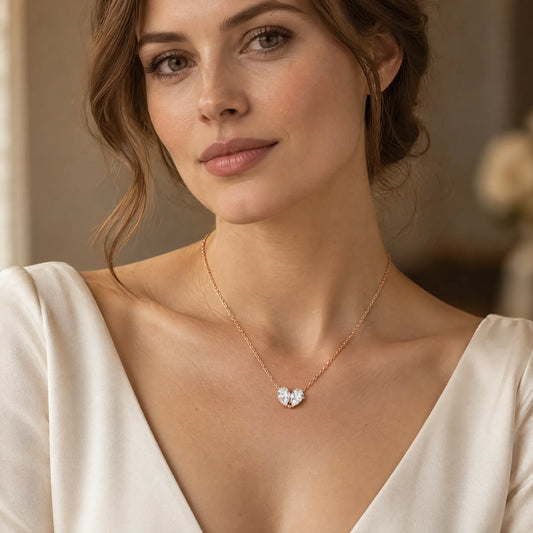 Cœur Lab-Grown Diamond Twin Pear Necklace - Rose Gold