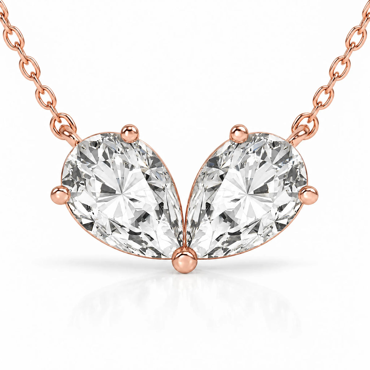 Cœur Lab-Grown Diamond Twin Pear Necklace - Rose Gold