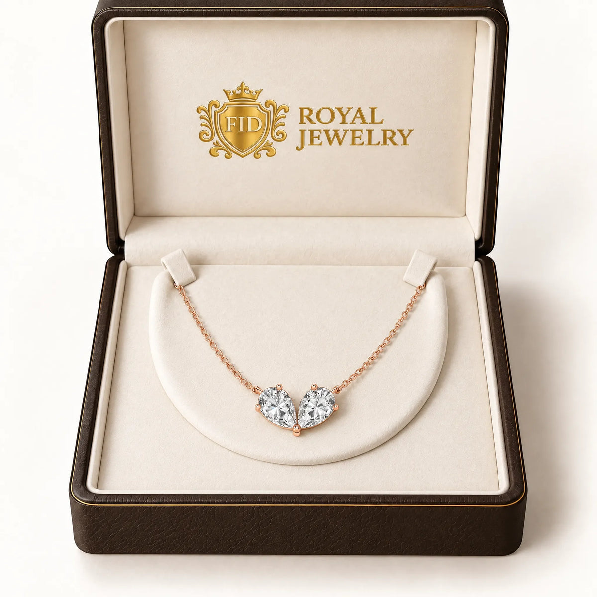 Cœur Lab-Grown Diamond Twin Pear Necklace - Rose Gold