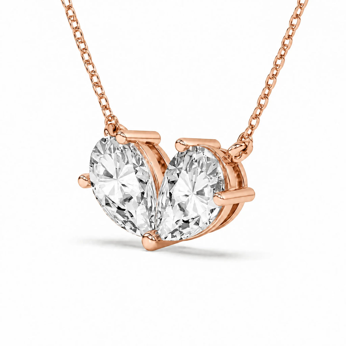 Cœur Lab-Grown Diamond Twin Pear Necklace - Rose Gold