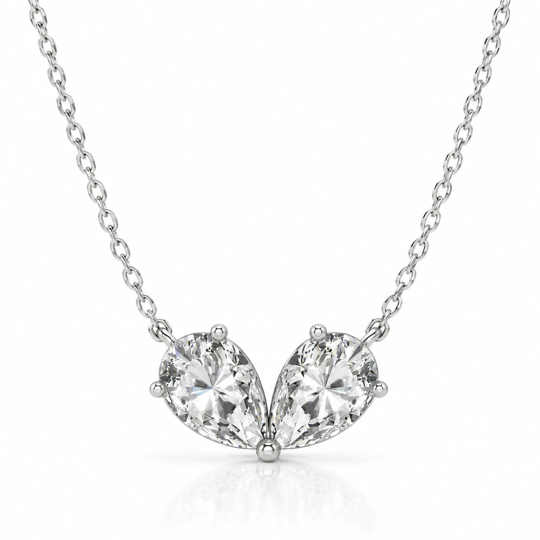 Cœur Lab-Grown Diamond Twin Pear Necklace - White Gold