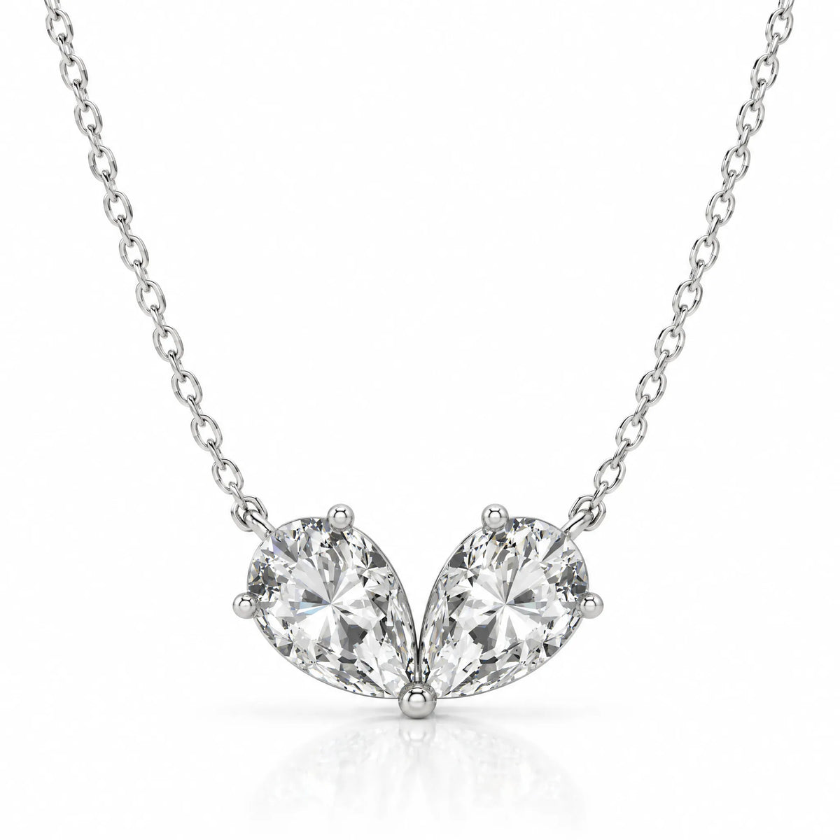 Cœur Lab-Grown Diamond Twin Pear Necklace - White Gold