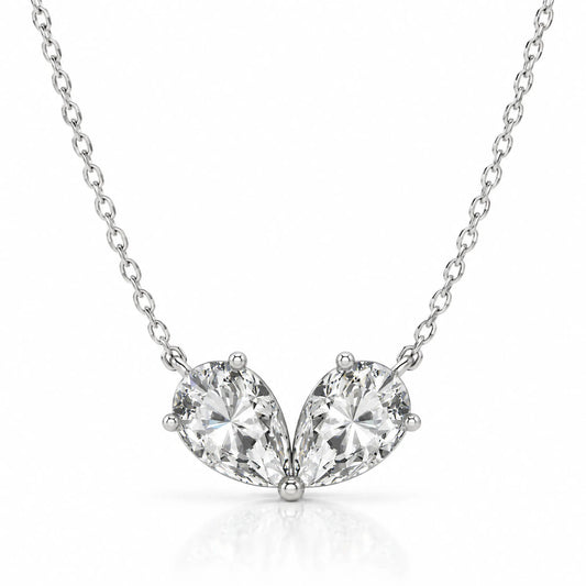 Cœur Lab-Grown Diamond Twin Pear Necklace - White Gold