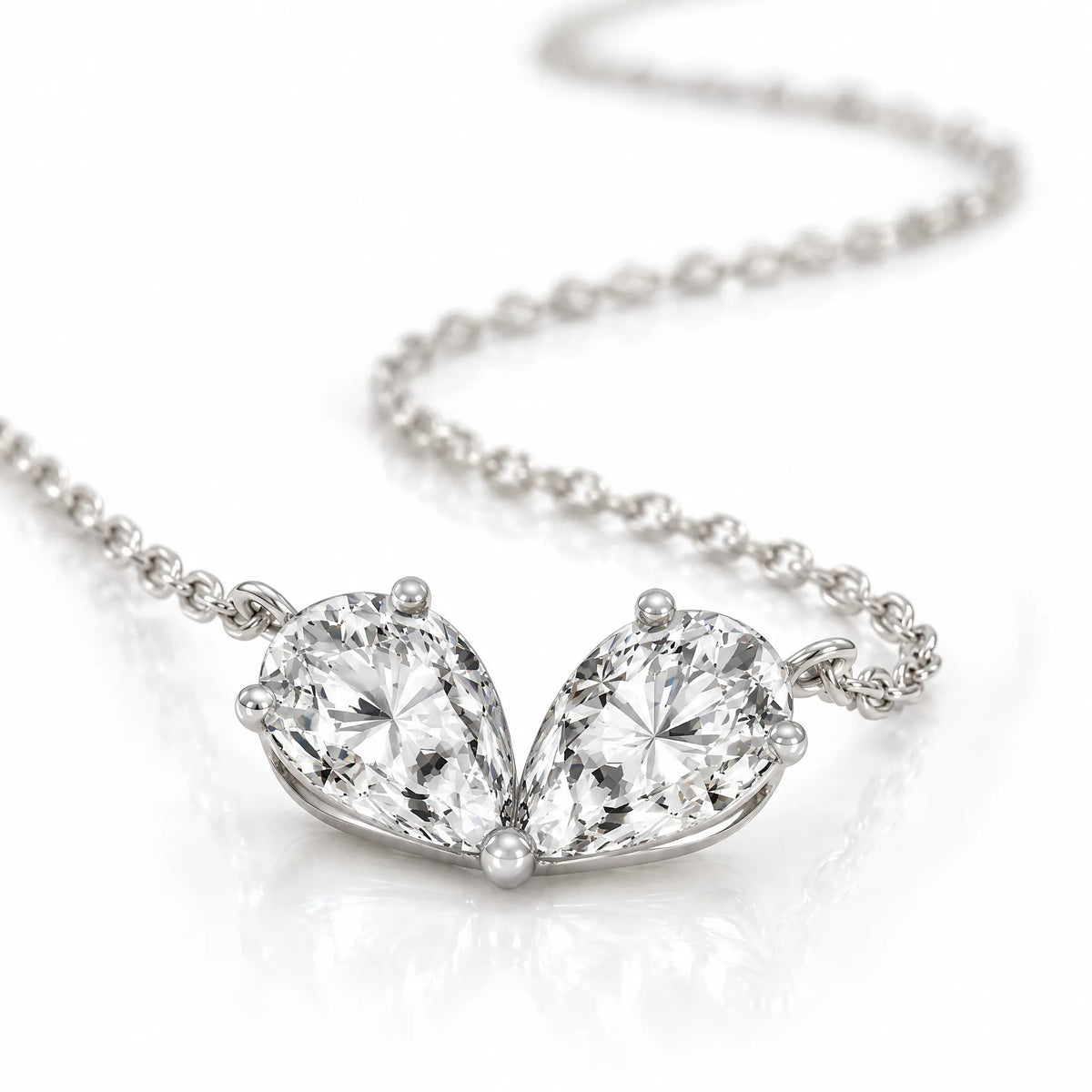 Cœur Lab-Grown Diamond Twin Pear Necklace - White Gold