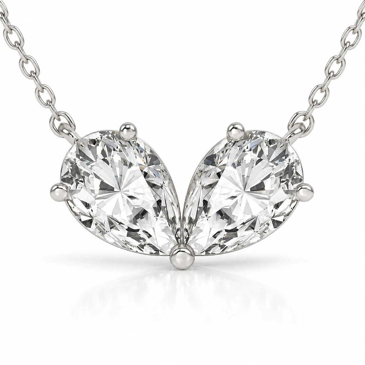 Cœur Lab-Grown Diamond Twin Pear Necklace - White Gold
