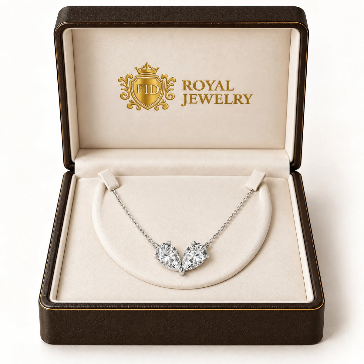 Cœur Lab-Grown Diamond Twin Pear Necklace - White Gold