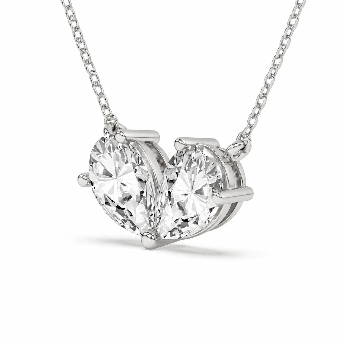 Cœur Lab-Grown Diamond Twin Pear Necklace - White Gold