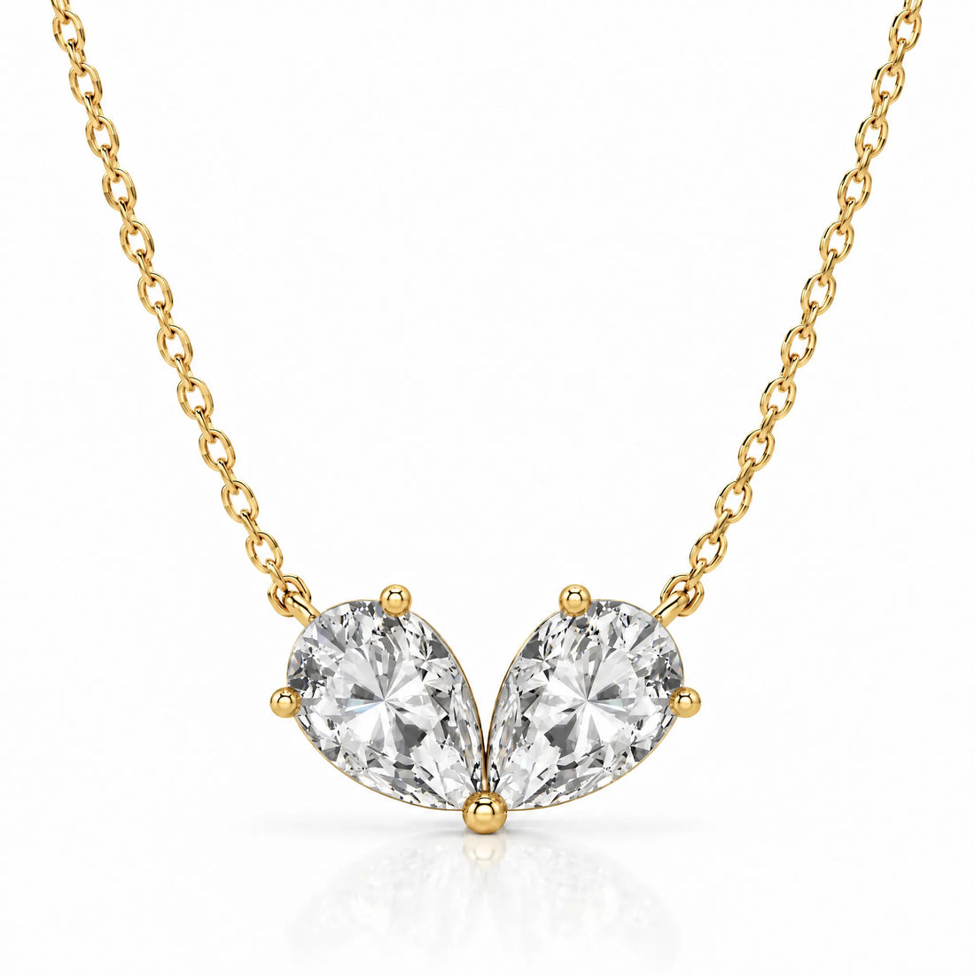 Cœur Lab-Grown Diamond Twin Pear Necklace - Yellow Gold