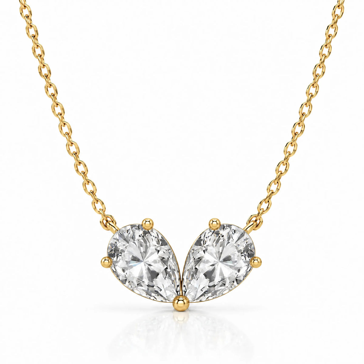 Cœur Lab-Grown Diamond Twin Pear Necklace - Yellow Gold