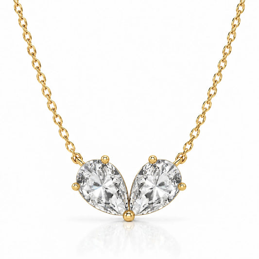 Cœur Lab-Grown Diamond Twin Pear Necklace - Yellow Gold