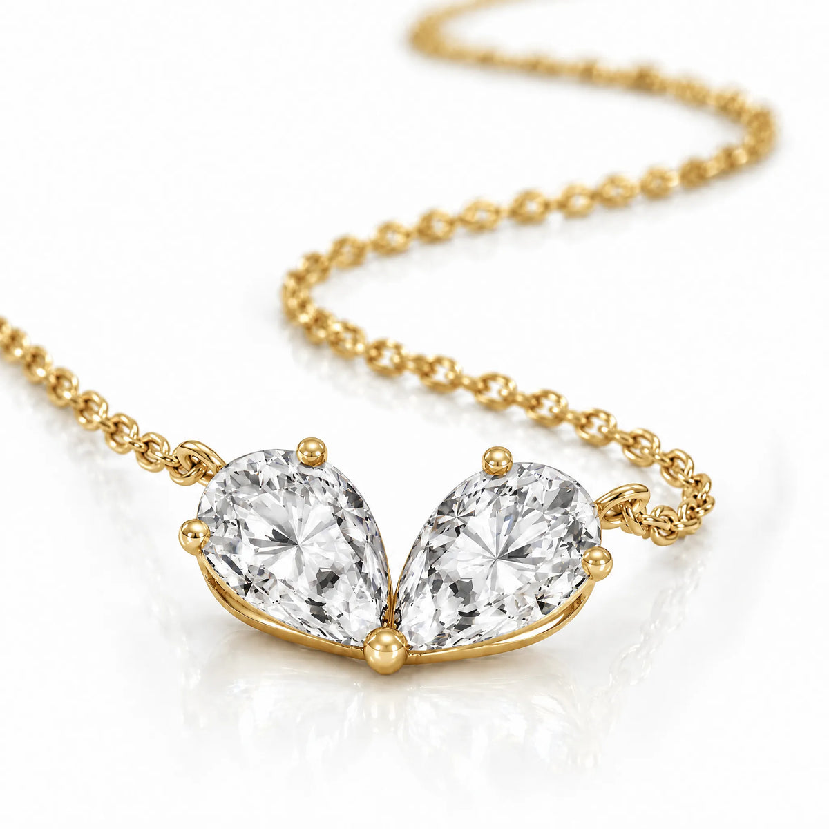 Cœur Lab-Grown Diamond Twin Pear Necklace - Yellow Gold