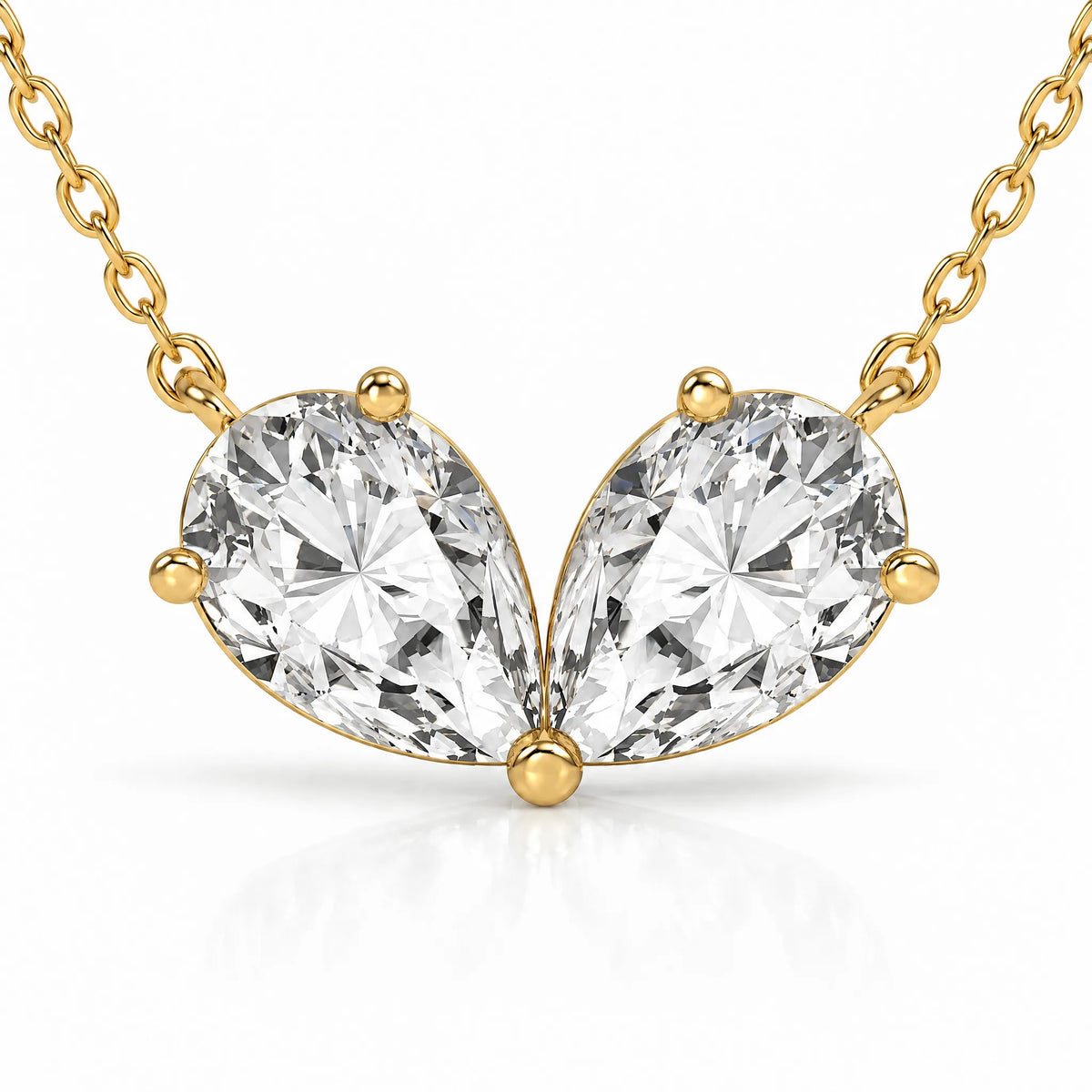 Cœur Lab-Grown Diamond Twin Pear Necklace - Yellow Gold