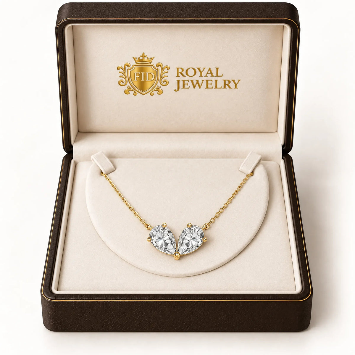 Cœur Lab-Grown Diamond Twin Pear Necklace - Yellow Gold