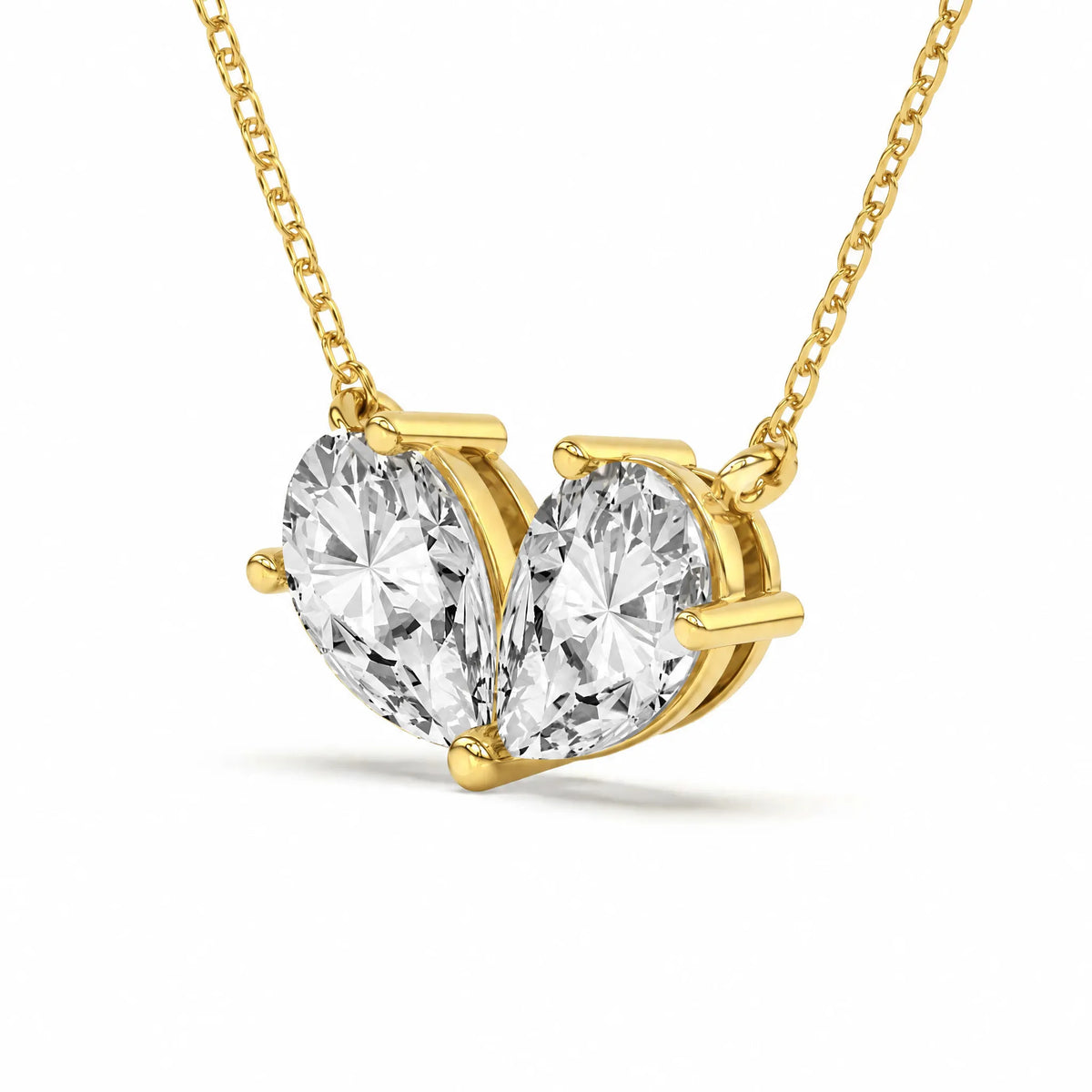 Cœur Lab-Grown Diamond Twin Pear Necklace - Yellow Gold