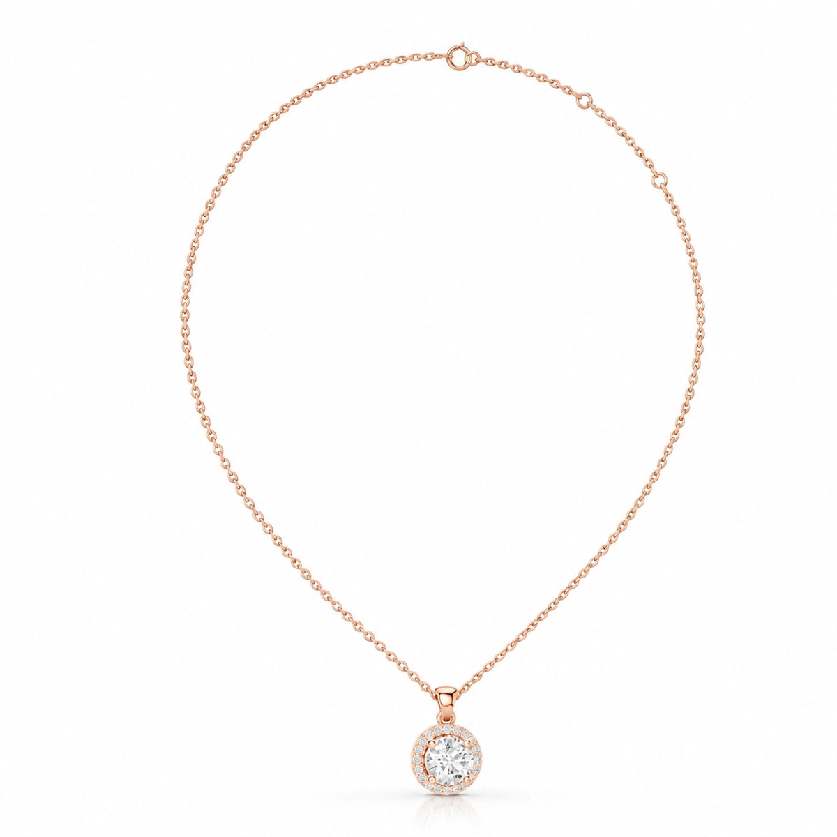 Éclat Round Lab-Grown Diamond Halo Pendant - Rose Gold